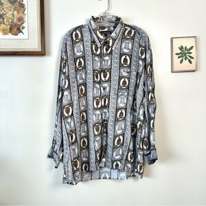 Vintage Positano Collezione 100% Viscose Abstract Blouse